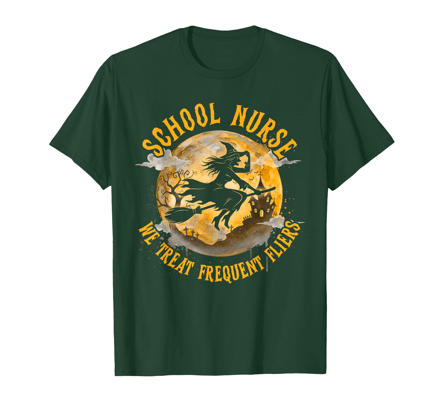 Halloween Vibes Spooky School Nurse We Treat Frequent Fliers T-Shirt