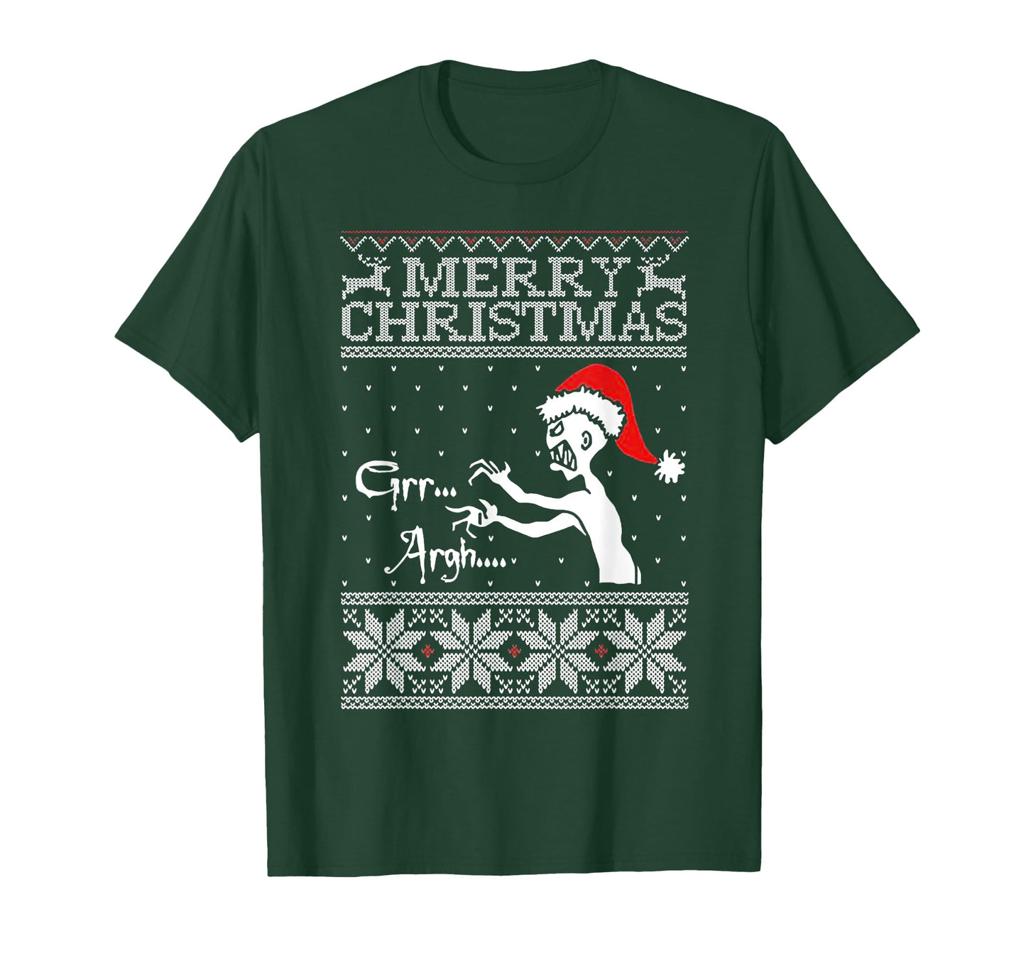 Merry Christmas Grr Argh Ugly Zombie Santa T-Shirt