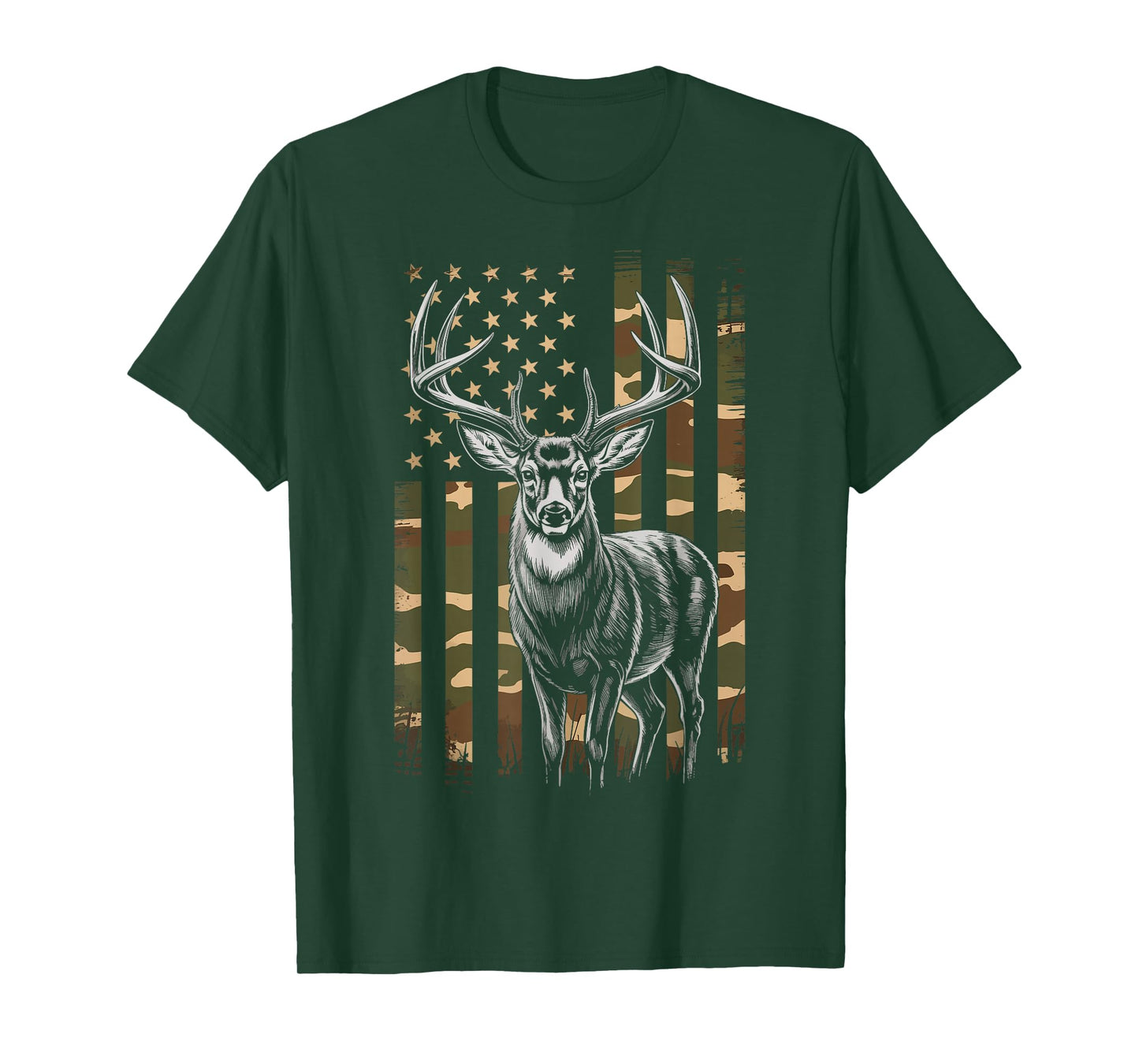 Deer Hunting Hunter US Flag T-Shirt