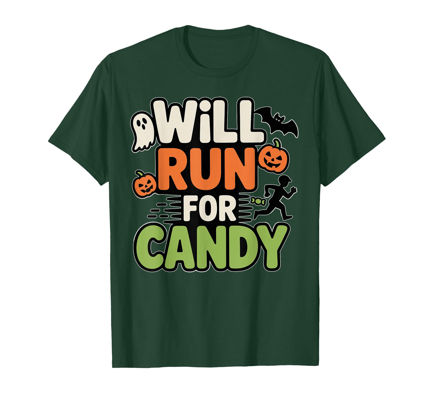 Will Run for Candy Funny Halloween Trick Or Treat T-Shirt