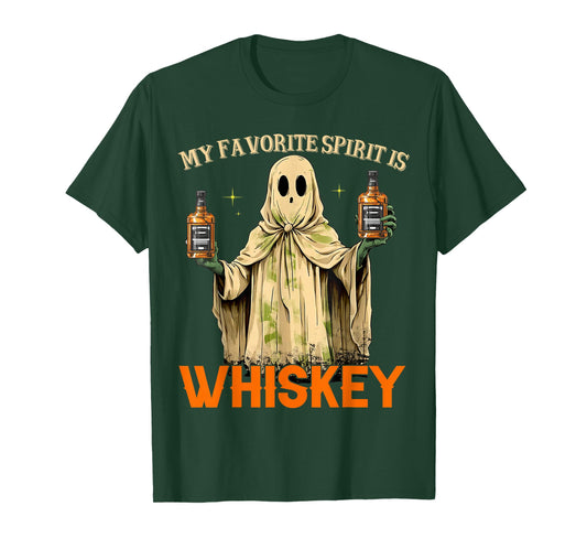 My Favorite Spirit Is Whiskey Funny Ghost Halloween Drinking T-Shirt
