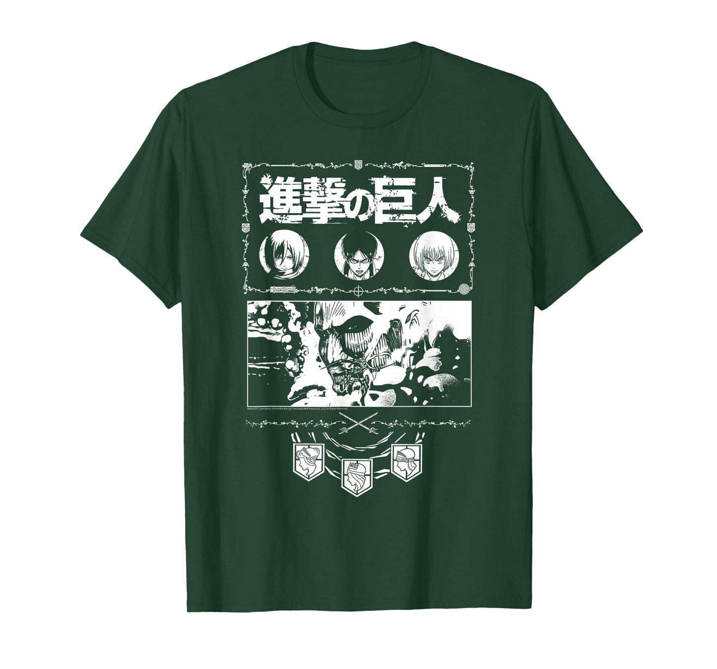 Attack on Titan Ornate Collage White Print AOT Anime T-Shirt