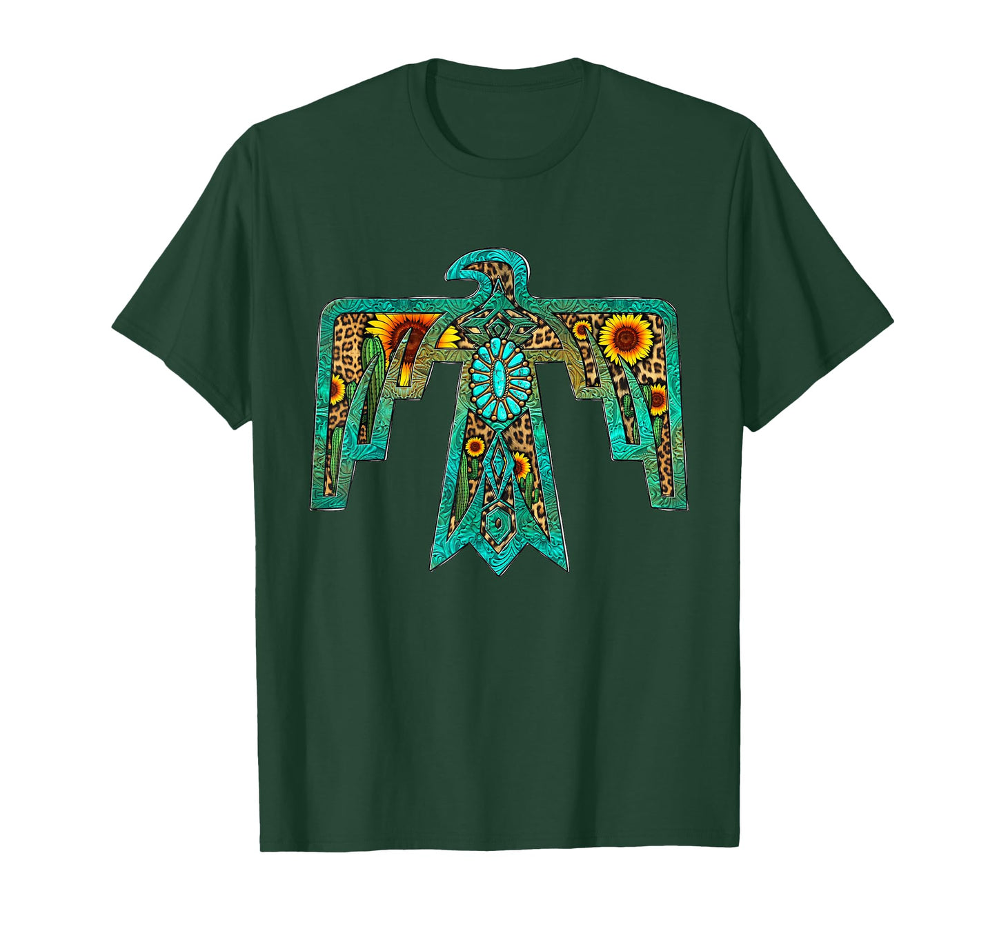 Western Southern Native American Thunderbird Sunflowers T-Shirt