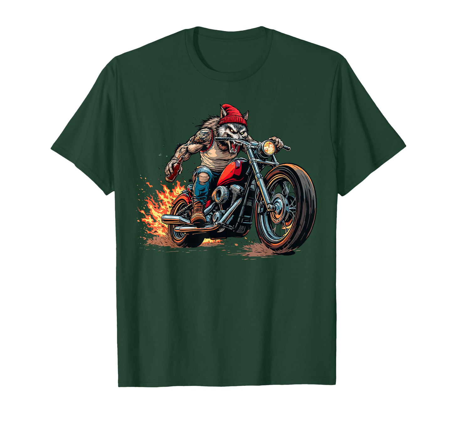 Retro Motorcycles Tee Wolf Biker Motorcycling Riding Lover T-Shirt