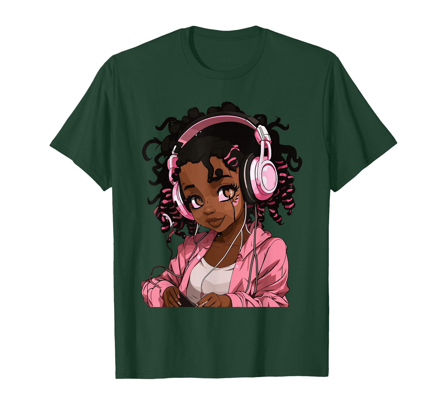 Anime and Music Black Girl Anime Merch Afro African American T-Shirt