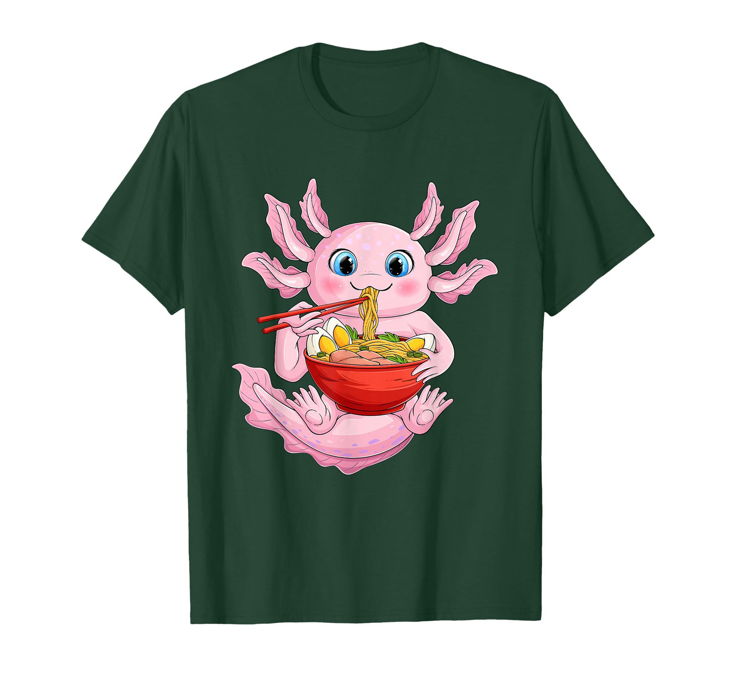 Axolotl Eating Ramen Noodle Design – Kawaii Style T-Shirt