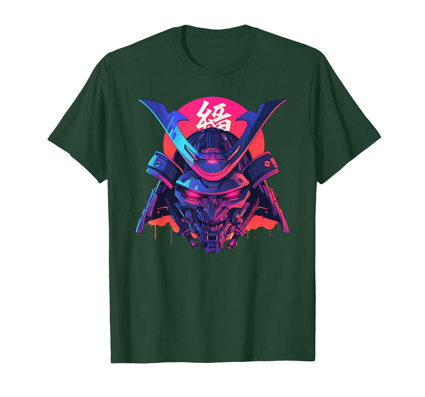 Samurai Mask Japanese Shogun Kanji Cyberpunk Warrior Anime T-Shirt