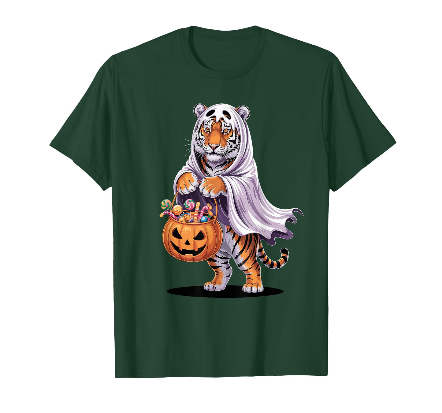 Halloween Tiger Ghost Pumpkin Trick Or Treat Candies T-Shirt