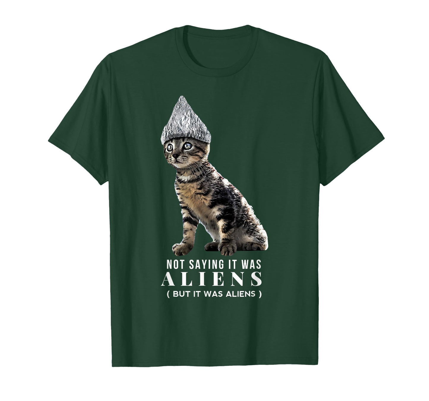 Funny Conspiracy Cat Tin Foil Hat Aliens Shirt Gift Men T-Shirt
