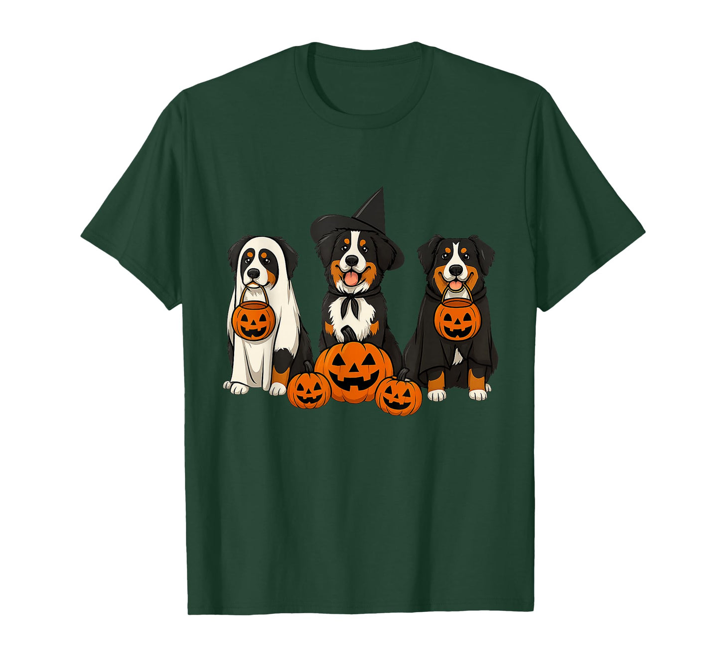 Ghost and Witch Bernese Mountain Dog Halloween for Women T-Shirt