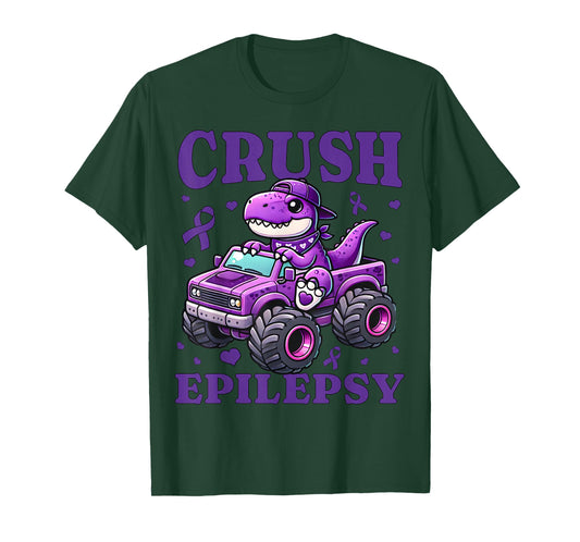 Crush Epilepsy Awareness For Kids Boys Girls Monster Truck T-Shirt
