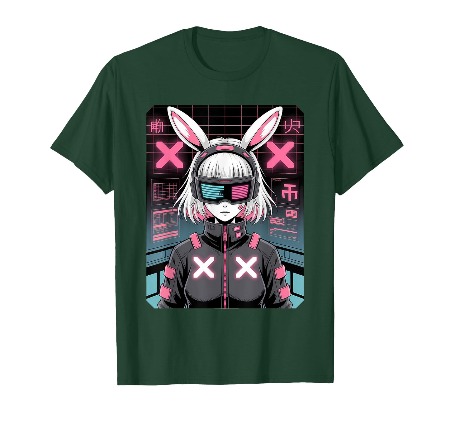 VR Bunny Girl Anime – Cyberpunk Kawaii Hacker Glitchcore T-Shirt