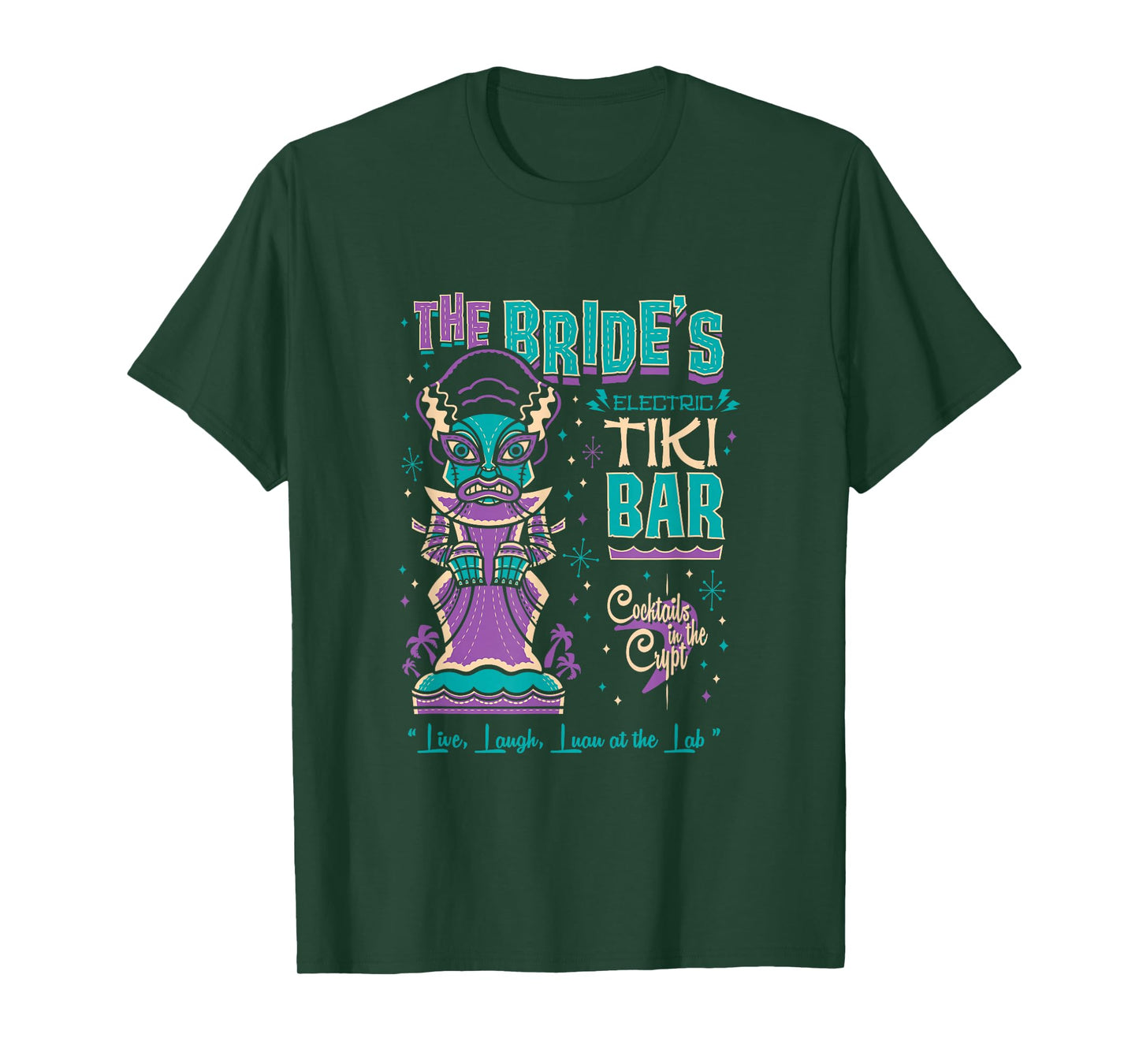 Bride of Frankenstein Tiki Bar Vintage Creepy Cute Surf T-Shirt