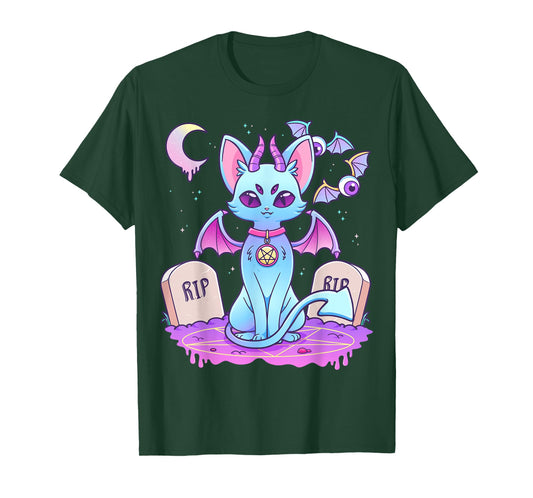 Pastel Goth Creepy Pentagram Cat Kawaii Emo Kitten Nu Goth Men Women Girls Kids T-Shirt