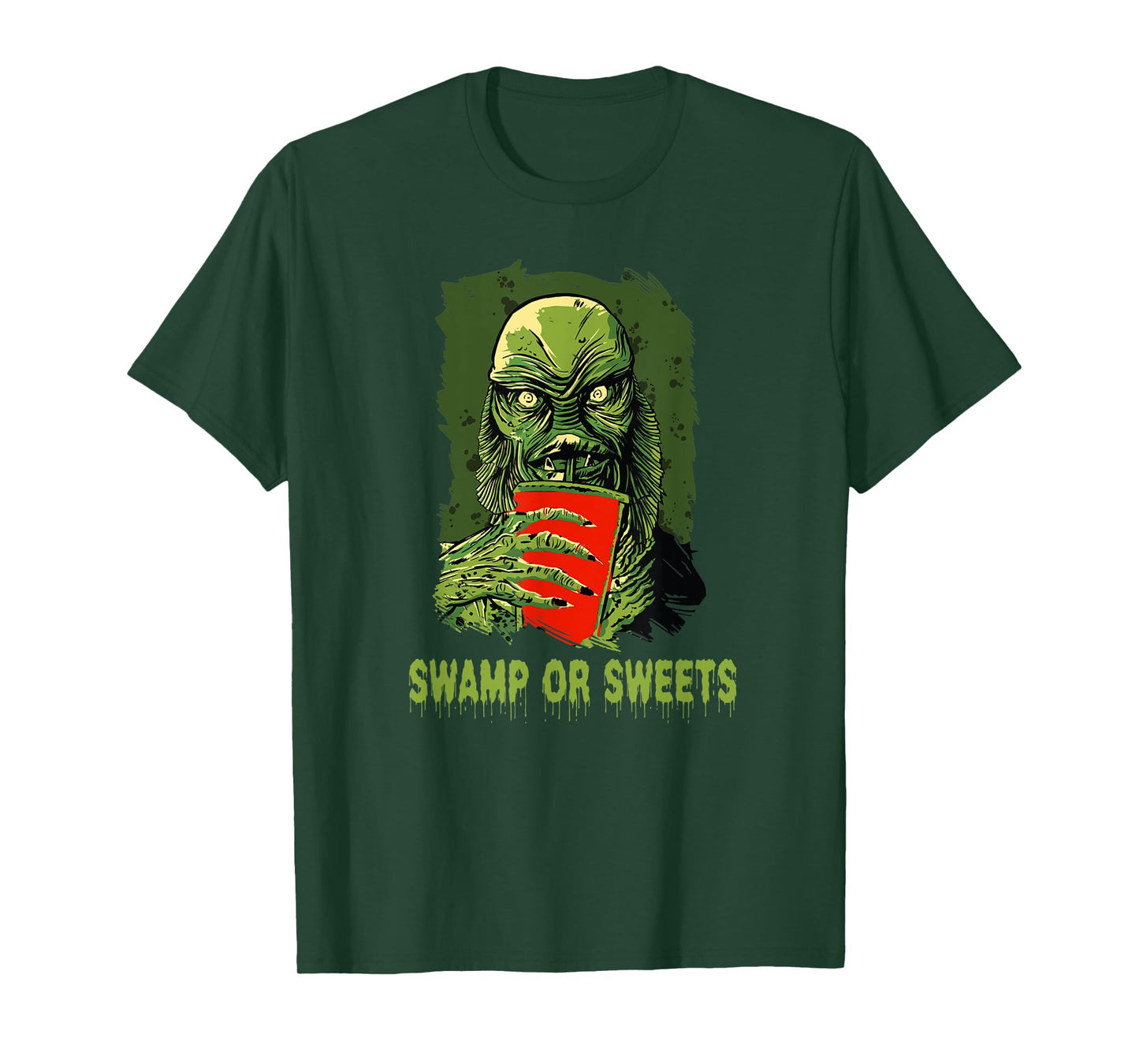 Swamp or Sweets Halloween Costume Scary Swamp Monster Fish T-Shirt