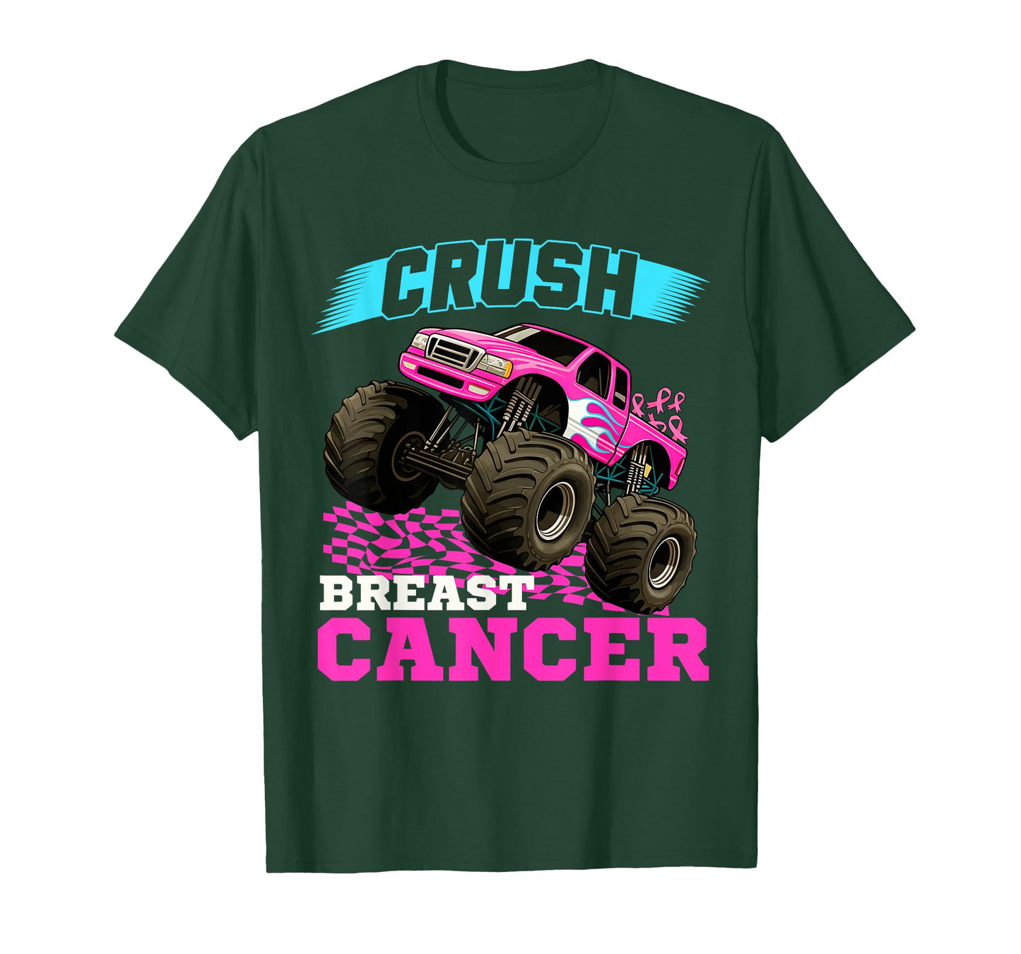 Crush Breast Cancer Monster Truck Wear Pink T-Shirt