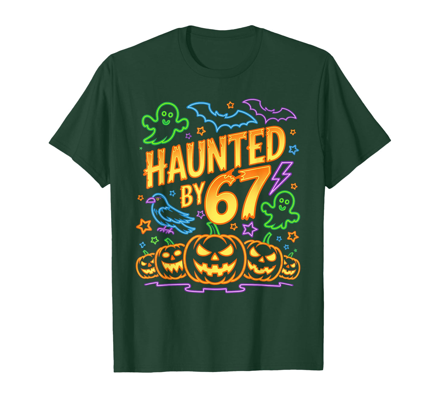 Haunted by 67 – Funny Six Seven Meme 6 7 Halloween Costume T-Shirt