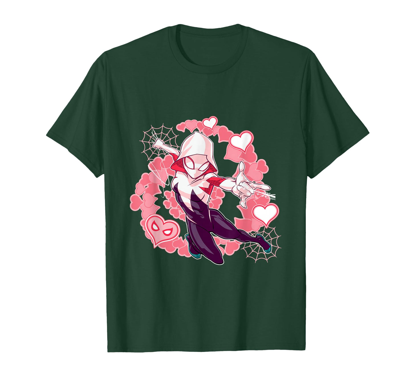 Marvel Spider-Man Into The Spider-Verse Gwen Stacy Hearts T-Shirt