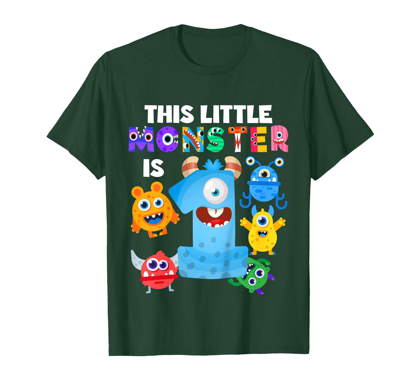 This Little Monster is 1 One Year 1st Birthday Party Aliens T-Shirt