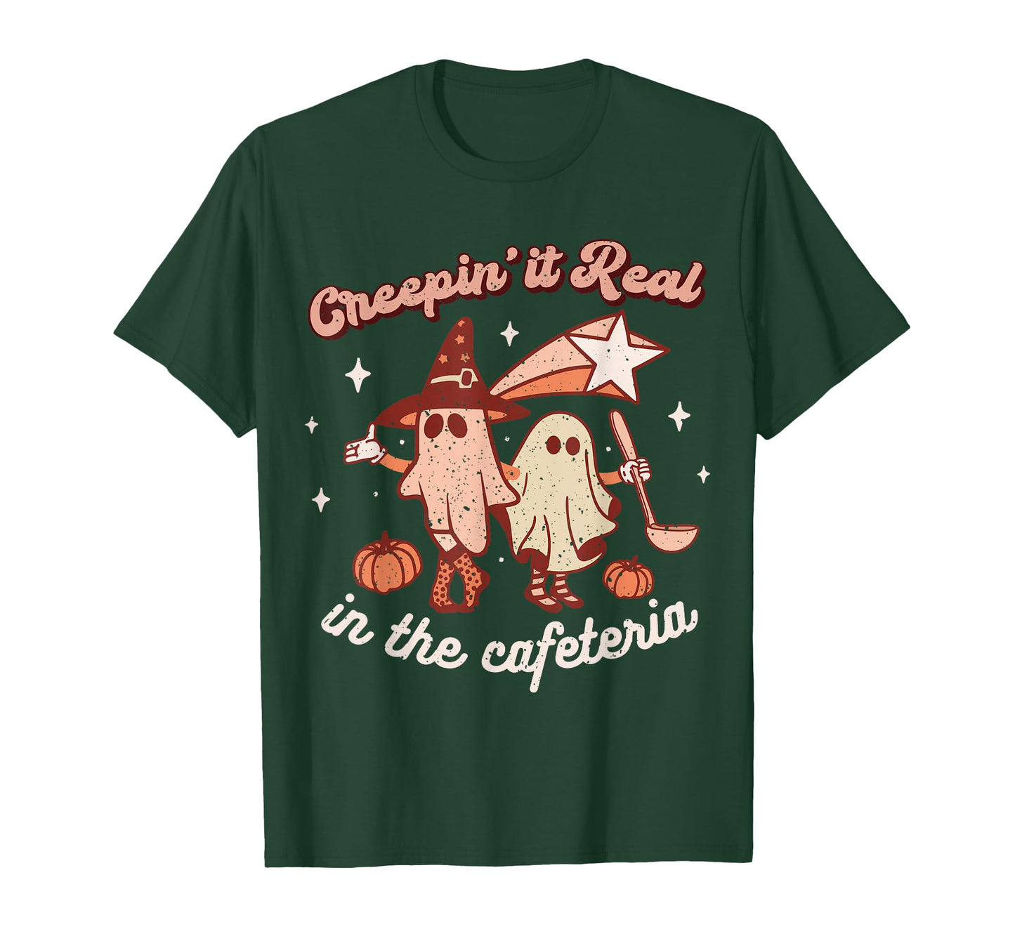 Fall Lunch Lady Retro Halloween Cafeteria Pumpkin Team T-Shirt