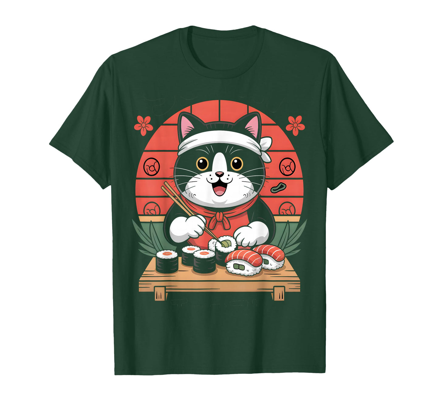 Kawaii Sushi Chef Cat Japanese Food T-Shirt