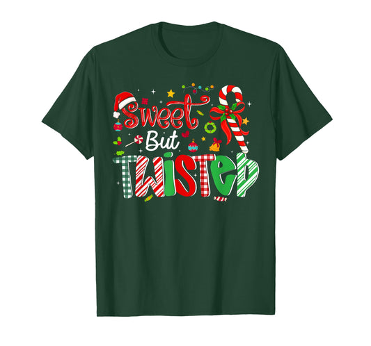 Sweet But Twisted Funny Christmas Candy Cane Xmas Holiday T-Shirt