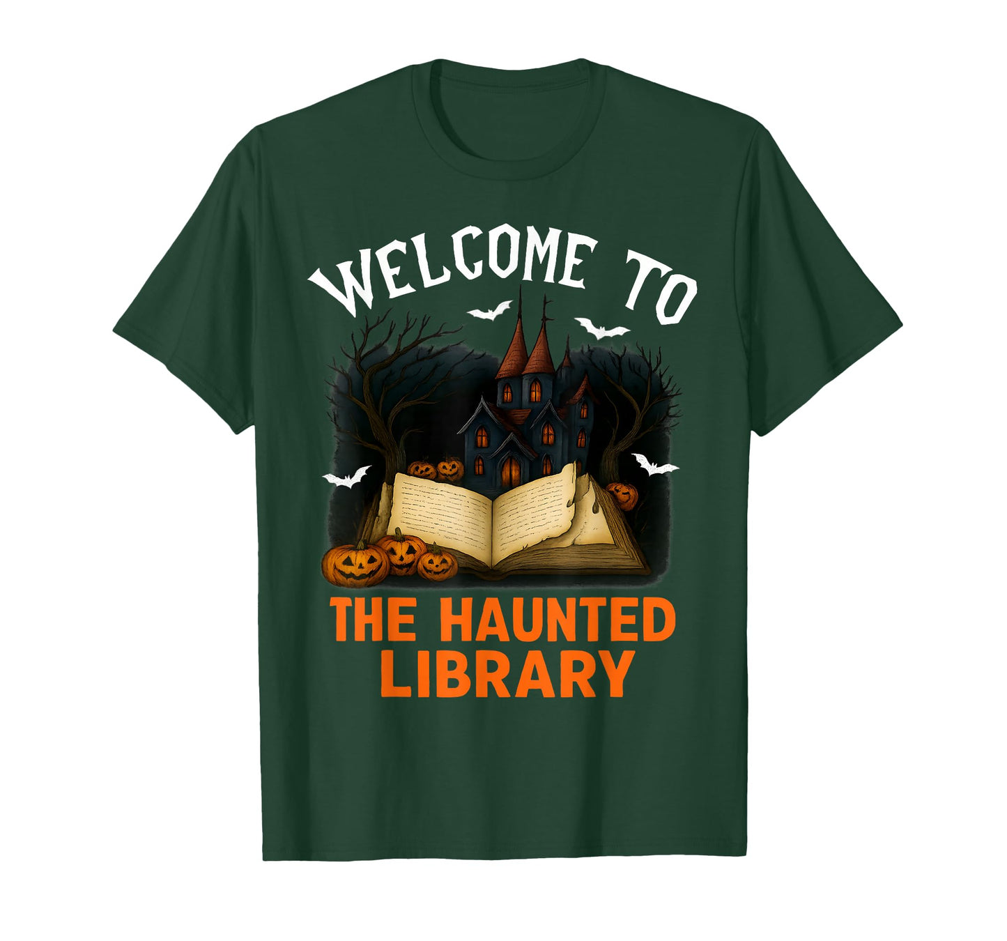 Retro Funny Halloween Welcome to The Haunted Library T-Shirt