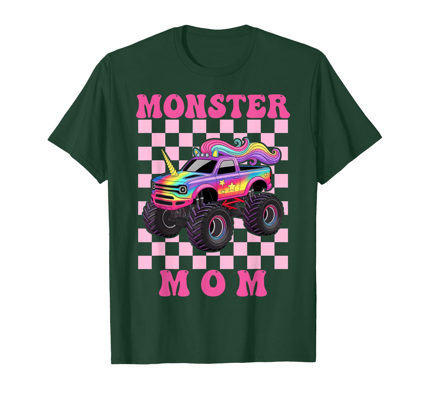 Monster Truck MoM Pink Monster Trucks Lover Mom Groovy T-Shirt
