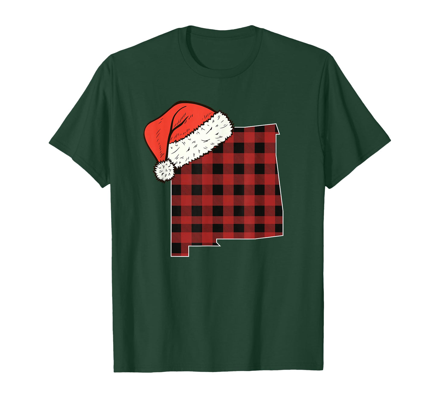 New Mexico Plaid Christmas Santa Hat Holiday Matching T-Shirt