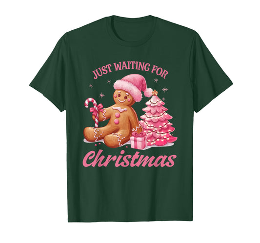 Cute Preppy Pink Gingerbread Man Candy Canes Christmas Tree T-Shirt