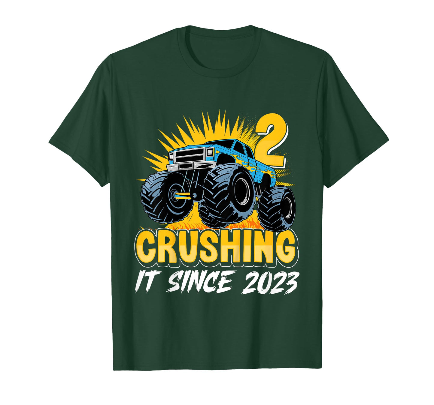 Kids Birthday Monster Truck 2 Year Old Boys 2nd Party Born 2023 T-Shirt