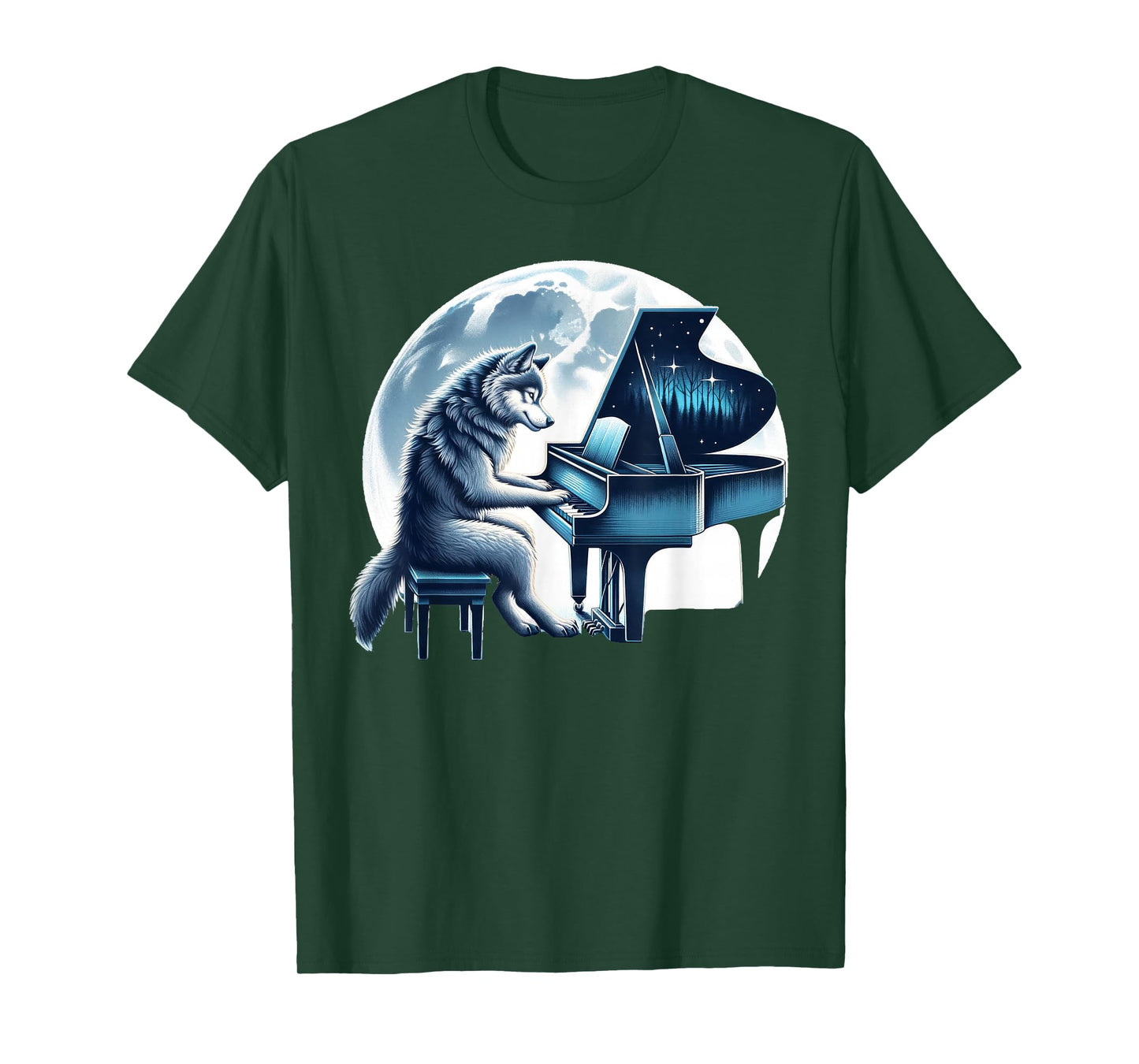 Cute Wolf Playing Piano Wolves Musician Music T-Shirt