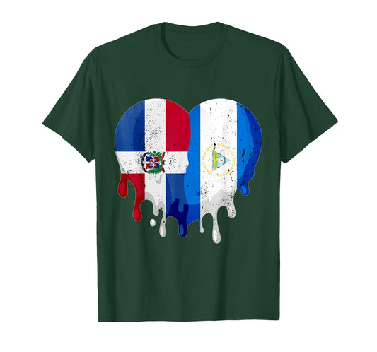 Dominican Republic Nicaragua Flag Heart Citizen Patriot T-Shirt