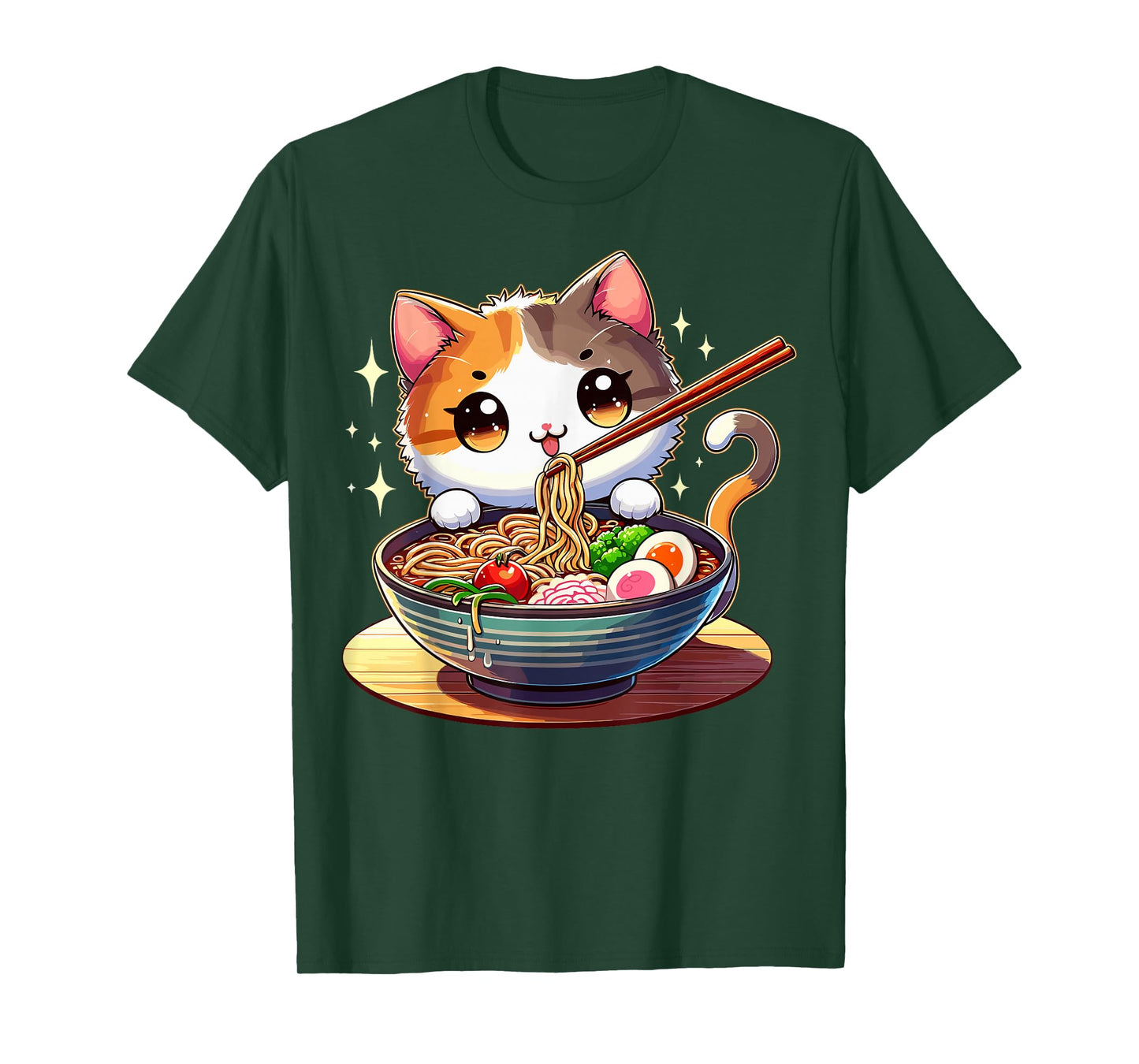 Cat Ramen Noodles Anime Kawaii Japanese Cat T-Shirt