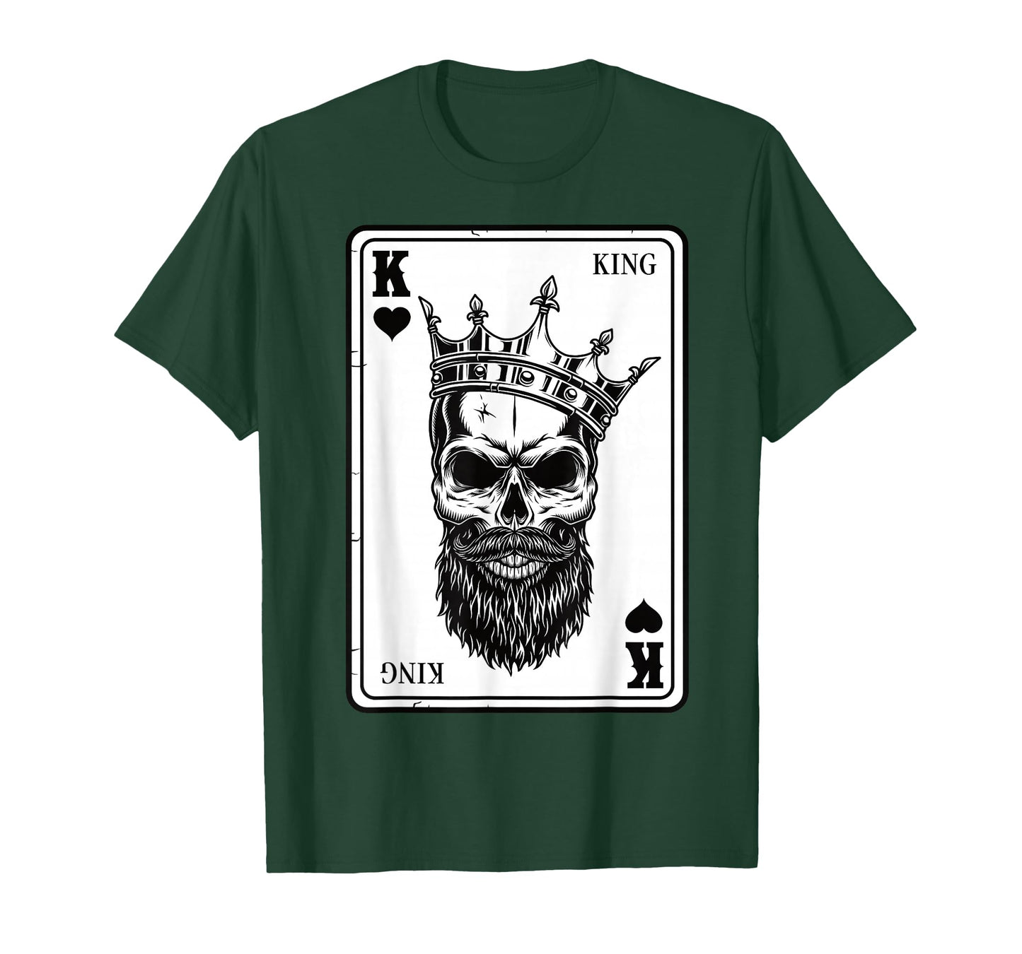 King And Queen Skull - 2/2 Card Hearts Flush Couple Matching T-Shirt