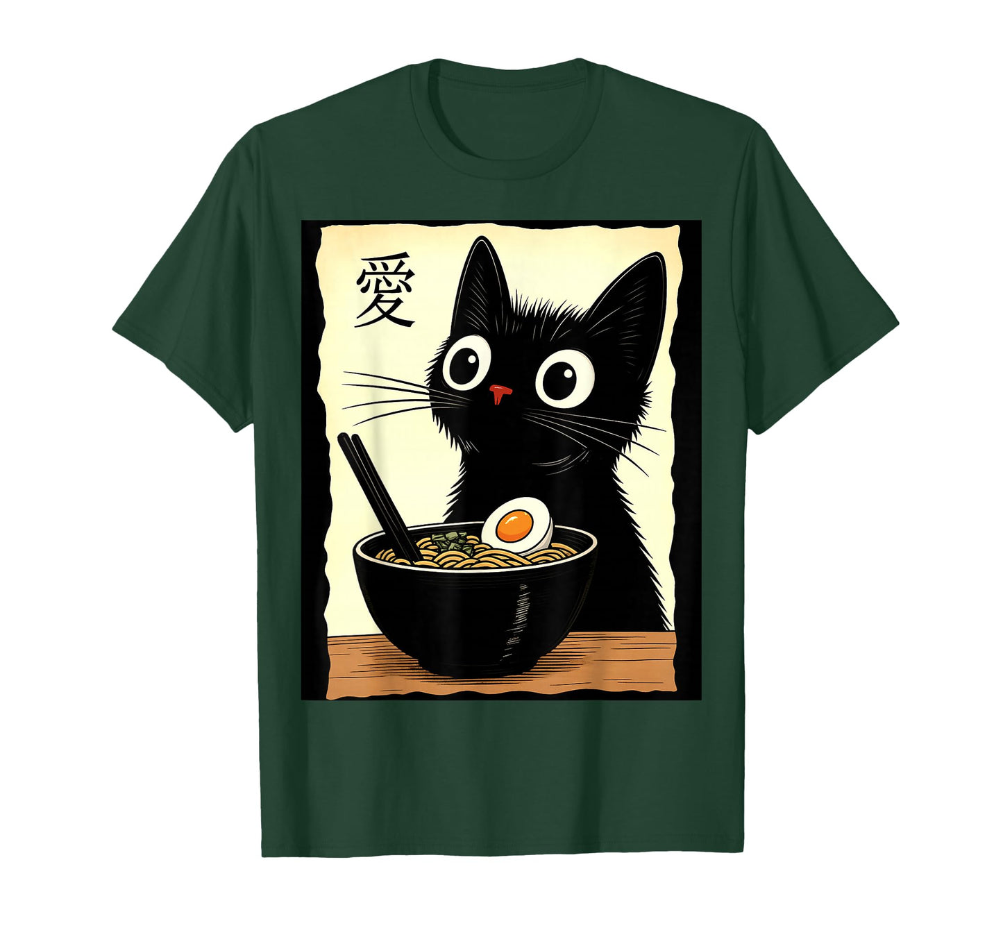 Kawaii Cat Eating Ramen Noodles Funny Anime Gift Girls Teens T-Shirt