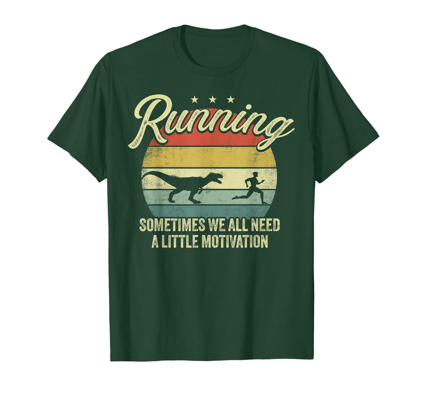 Retro Running Motivation Raptor Chase Funny Dinosaur T-Shirt