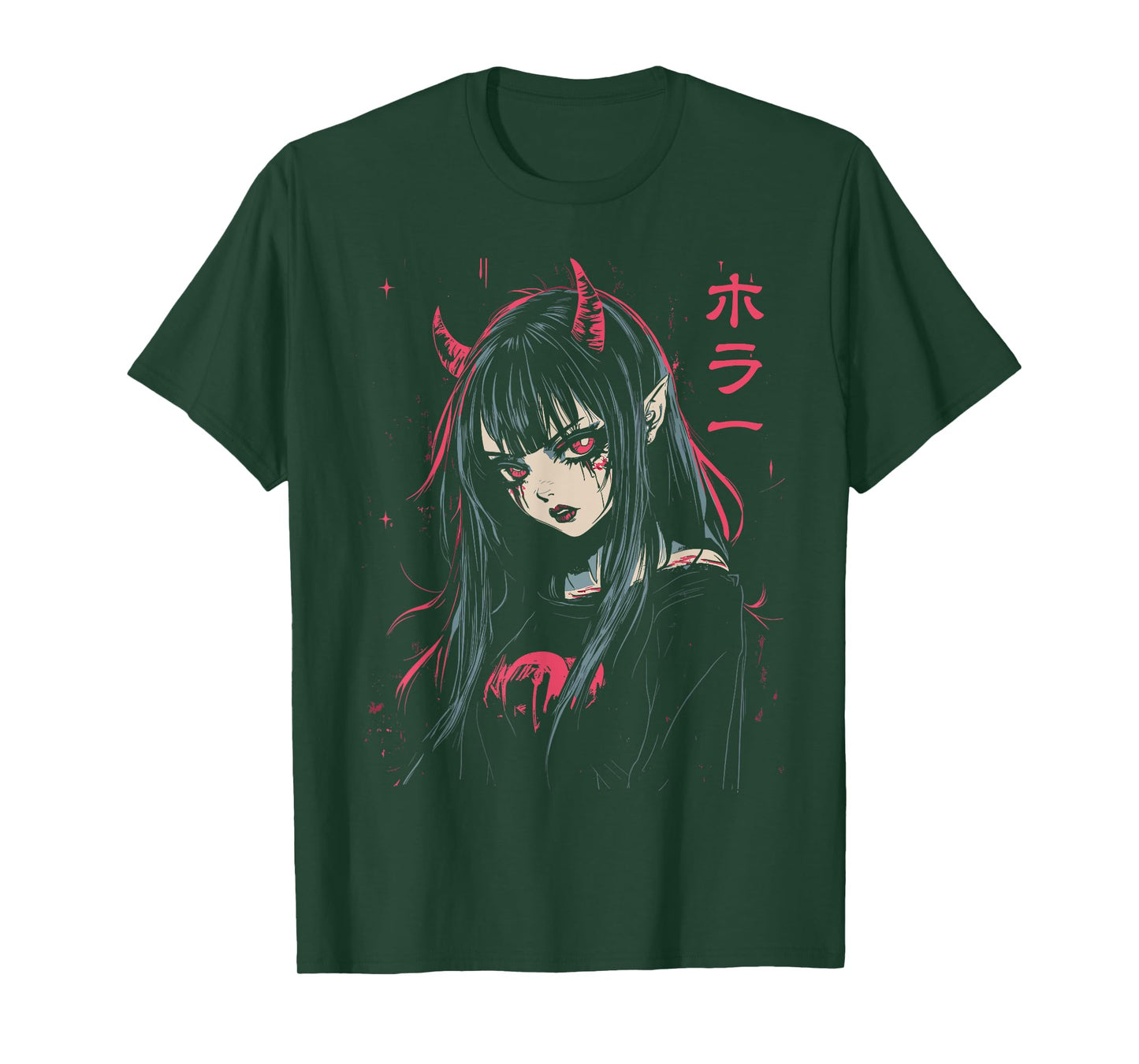 Anime Horror Girl Aesthetic Vaporwave Waifu Japanese Girl T-Shirt
