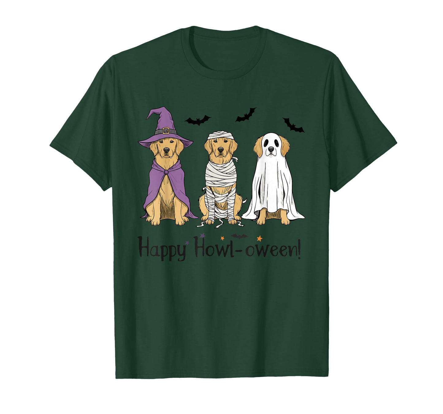 Golden Retriever Halloween Witch Mummy Ghost T-Shirt