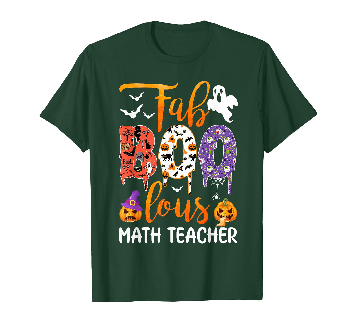 Fab Boo Lous Math Teacher Boo Ghost Halloween Math Teacher T-Shirt