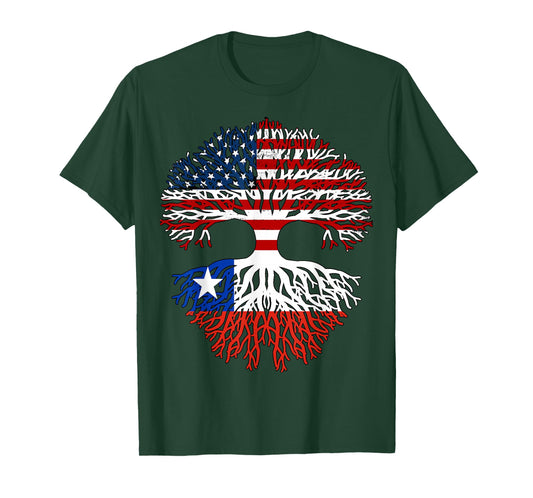 Proud Chilean American I Love USA Chile US Flag Tree Graphic T-Shirt