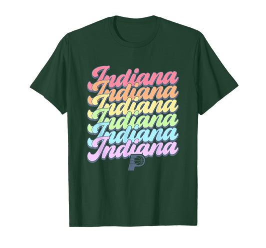 NBA Indiana Pacers Pastel Rainbow Pride Stack T-Shirt