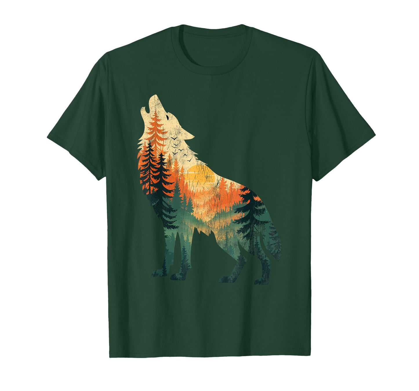 Howling Wolf Sunset Forest Nature Graphic Men Women Kids T-Shirt