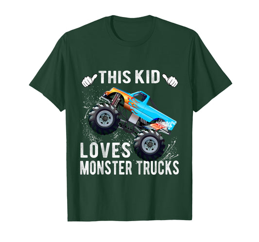 Kids This Kid Loves Monster Trucks Boys and Girls Gift T-Shirt