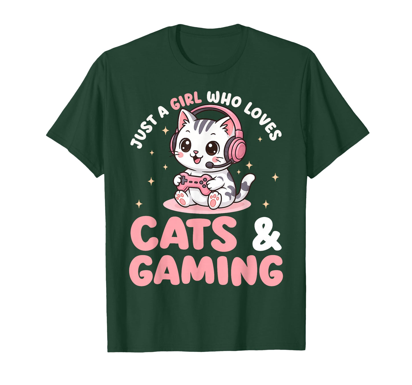 Just A Girl Who Loves Cats and Gaming Cute Gamer Cat Lover T-Shirt