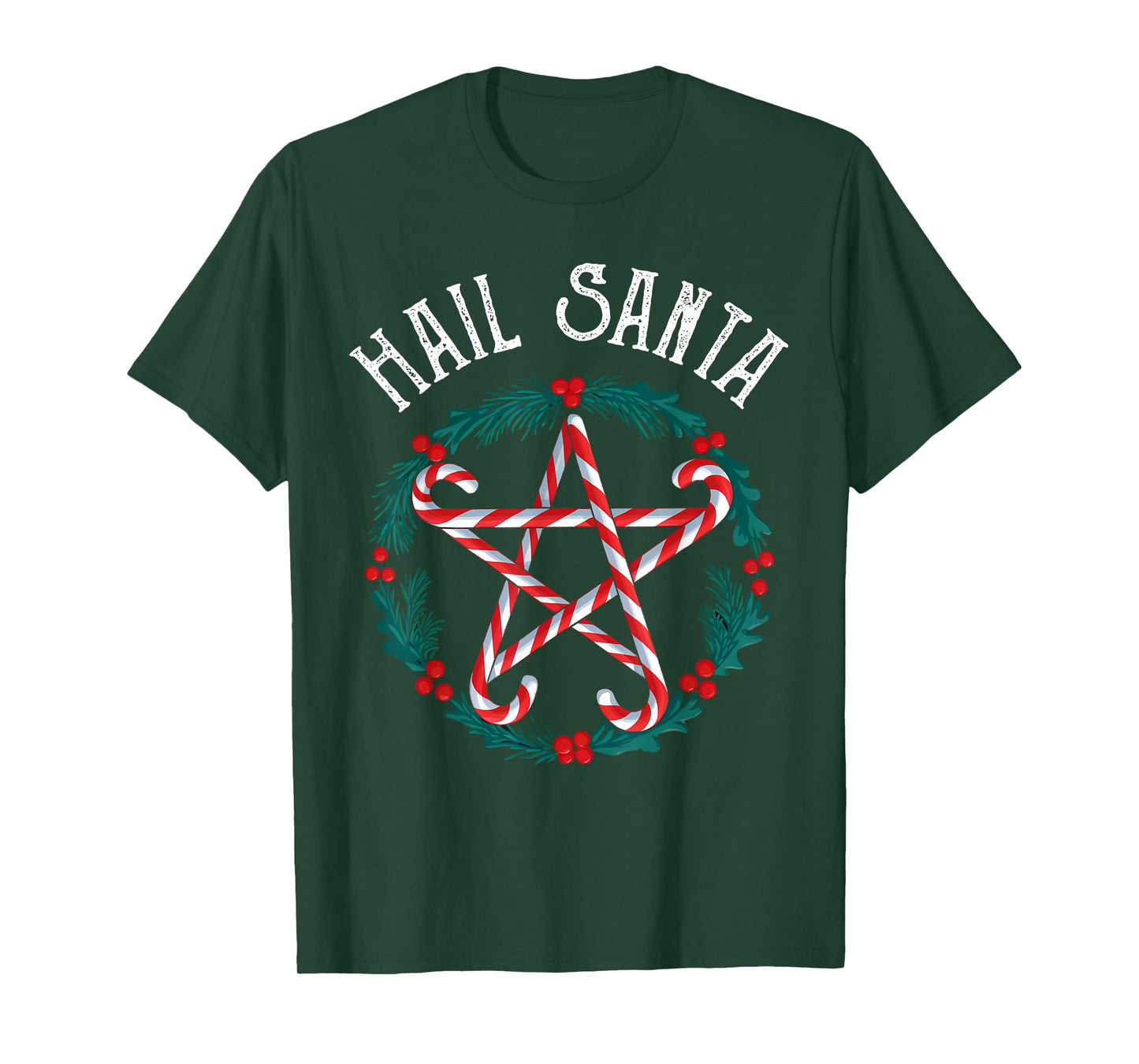 Hail Santa Candy Cane Pentagram Gothmas Funny Goth Christmas T-Shirt