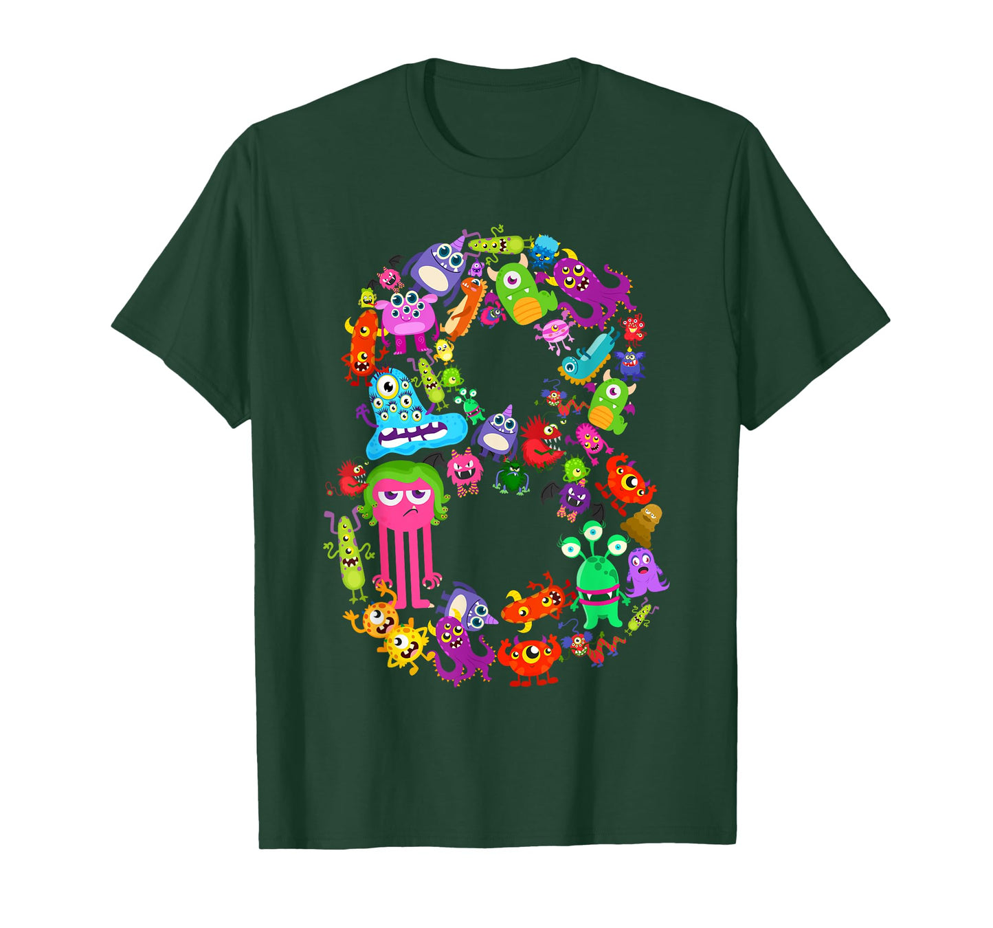 Little Monster 8 Eight YearOld Kid 8th Birthday Party Aliens T-Shirt