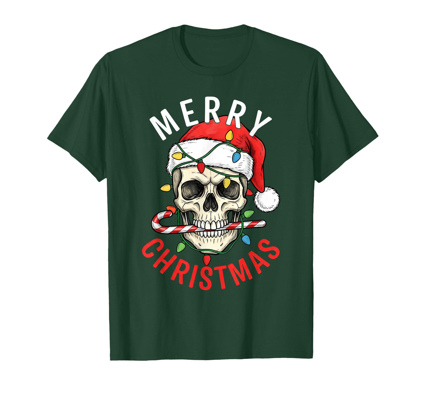 Santa Skull Hat Merry Christmas Family Matching Boys Men T-Shirt