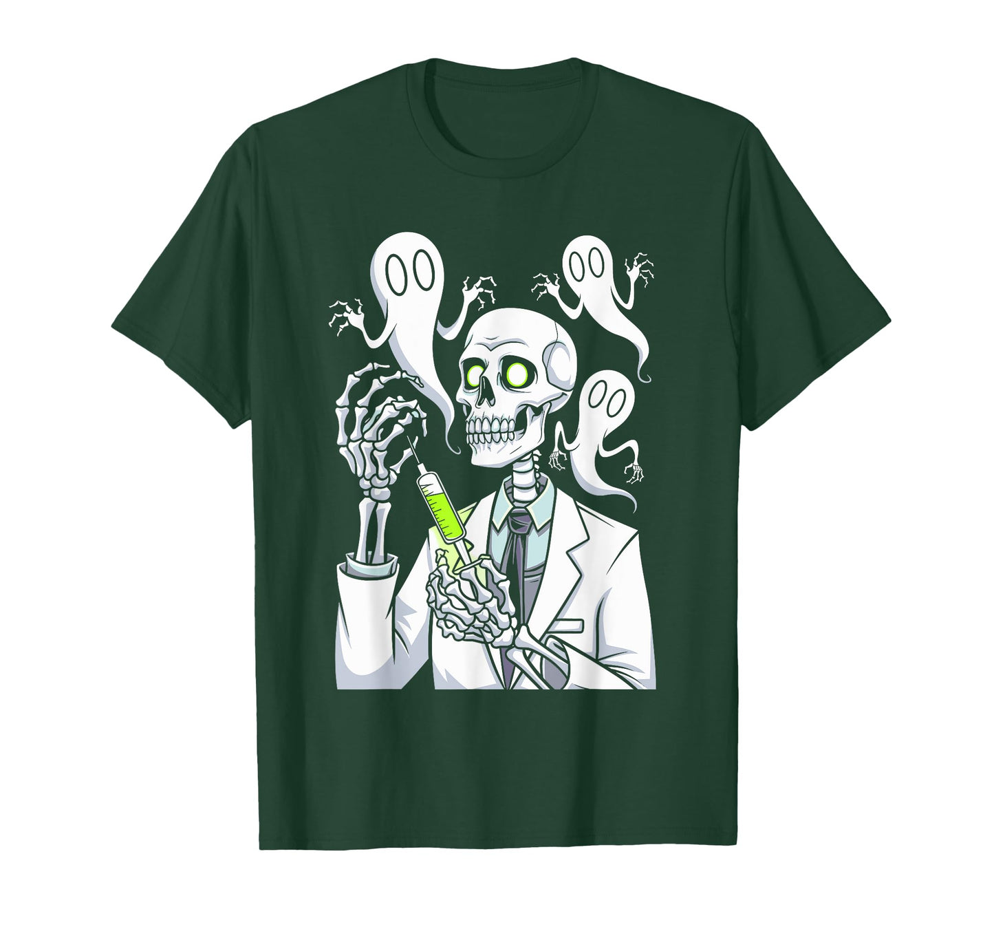 Funny Skeleton Medical Staff Doctor Syringe Spooky Halloween T-Shirt