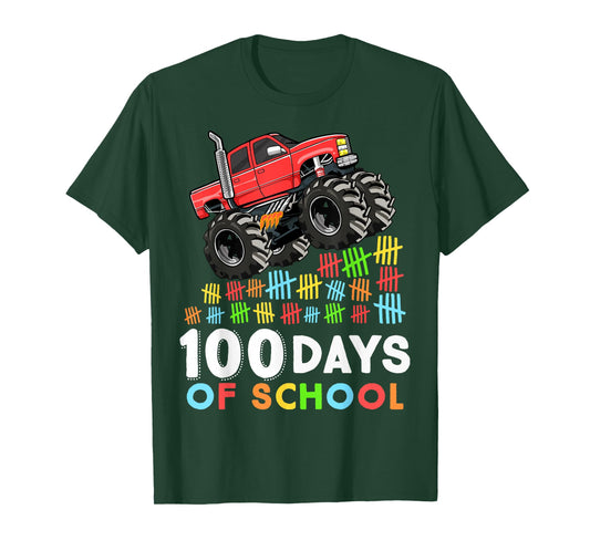 100 Days of School Monster Truck 100th Day of School Boys T-Shirt